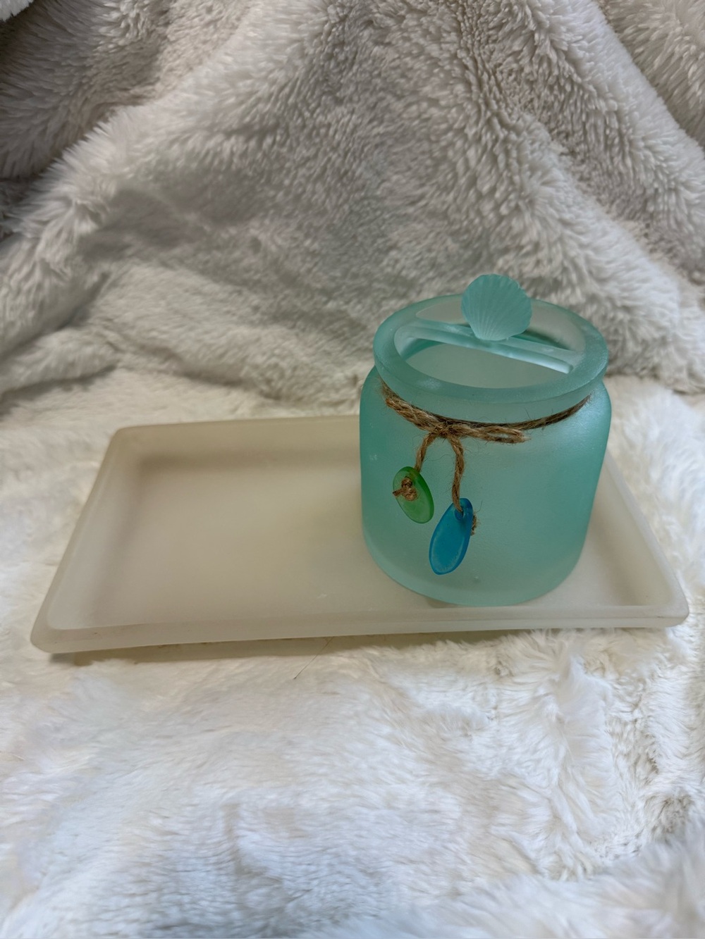 Creative Bath Products Ipanema Frosted Sea Glass Toothbrush Holder & Tray Set